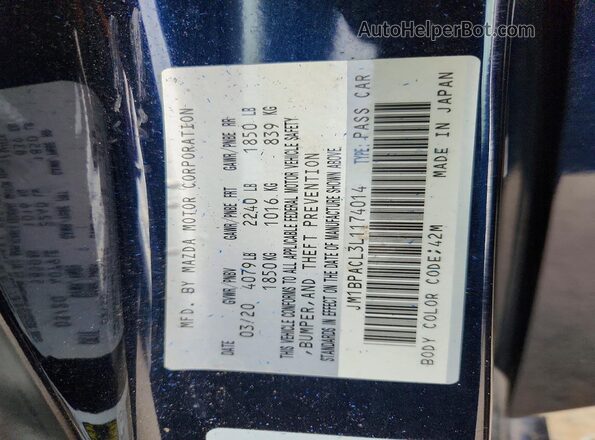 JM1BPACL3L1174014 2020 MAZDA 3 Blue 