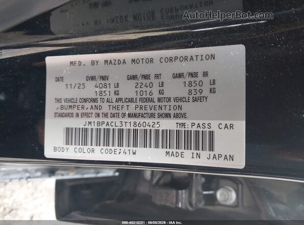 JM1BPACL3T1860425 2026 MAZDA 3 Black Engine compartment view