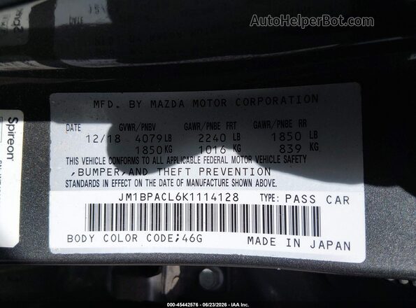 JM1BPACL6K1114128 2019 MAZDA 3 Gray Engine compartment view