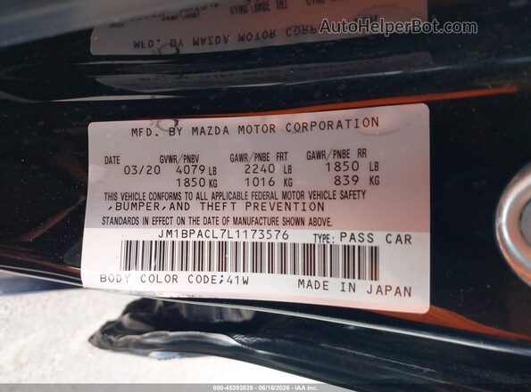 JM1BPACL7L1173576 2020 MAZDA 3 Черный Вид подкапотного пространства
