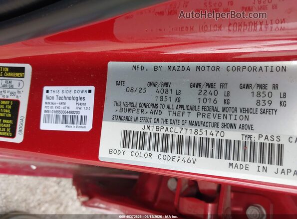 JM1BPACL7T1851470 2026 MAZDA 3 Red Շարժիչի բաժամունքի տեսք
