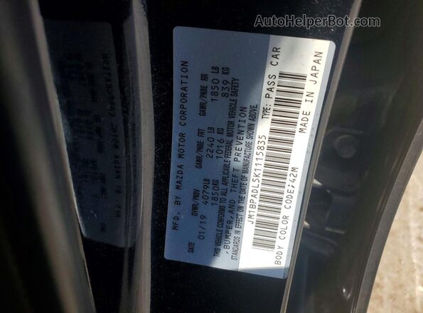 JM1BPADL5K1115835 2019 MAZDA 3 Blue 