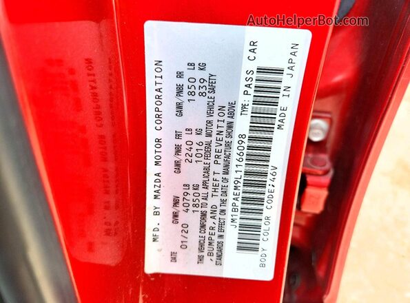 JM1BPAEM9L1166098 2020 MAZDA 3 Red Engine compartment view