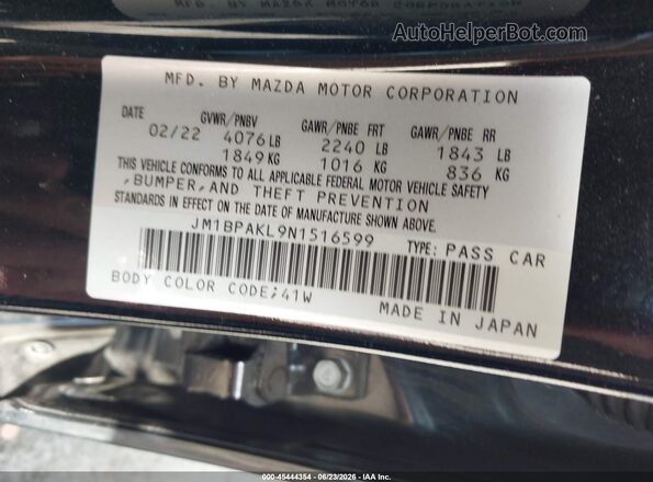 JM1BPAKL9N1516599 2022 MAZDA 3 Black Widok komory silnika