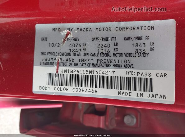 JM1BPALL5M1404217 2021 MAZDA 3 Red Vista del compartimento del motor