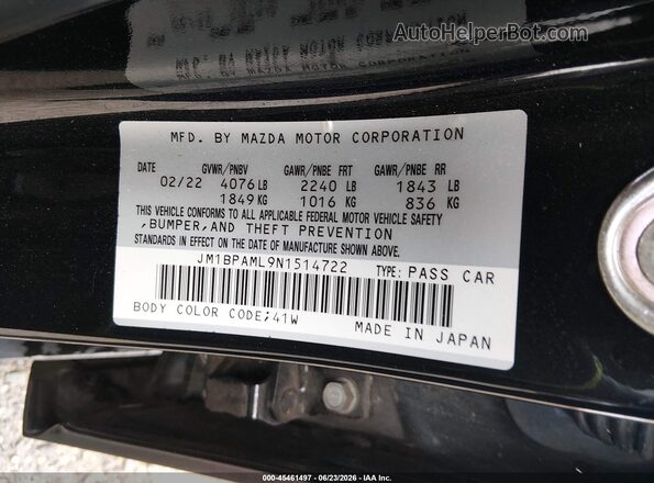 JM1BPAML9N1514722 2022 MAZDA 3 Black Вид підкапотного простору