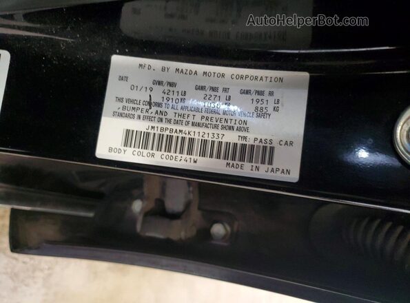JM1BPBAM4K1121337 2019 MAZDA 3 Black Engine compartment view