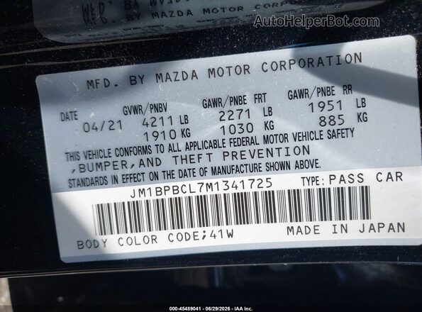 JM1BPBCL7M1341725 2021 MAZDA 3 Black Engine compartment view
