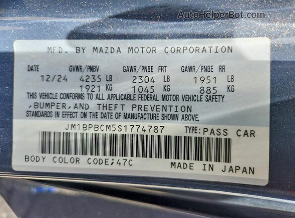JM1BPBCM5S1774787 2025 MAZDA 3 Gray VIN sticker view
