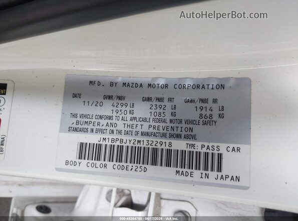 JM1BPBJY2M1322918 2021 MAZDA 3 Белый Вид подкапотного пространства