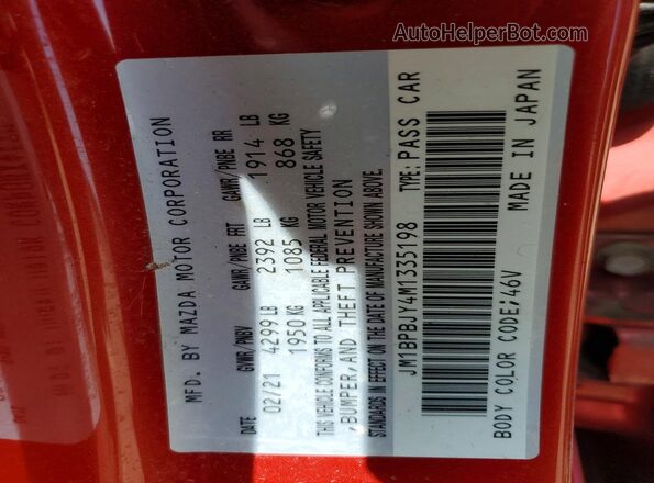 JM1BPBJY4M1335198 2021 MAZDA 3 Красный Вид подкапотного пространства