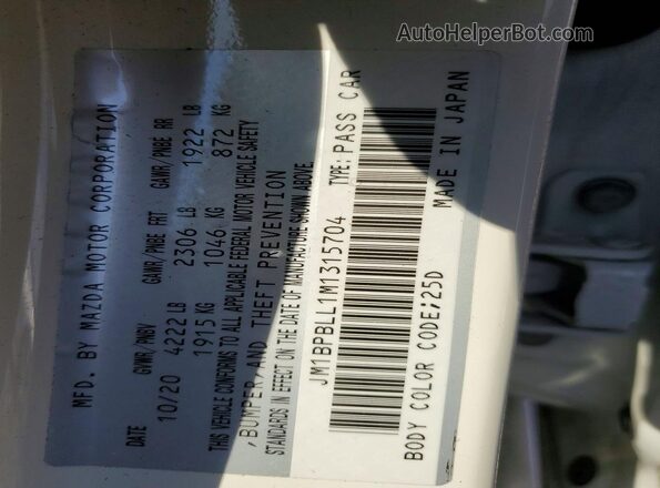 JM1BPBLL1M1315704 2021 MAZDA 3 White Вид підкапотного простору