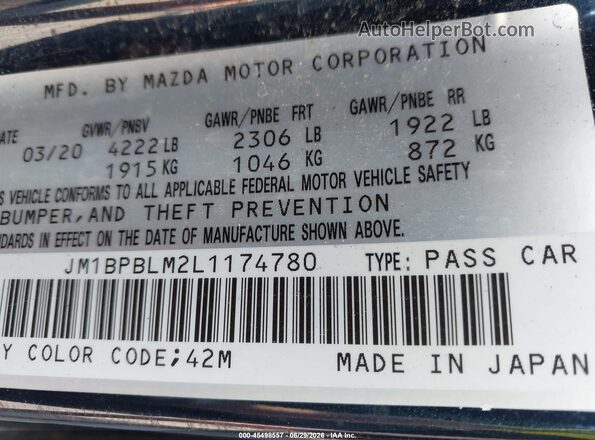 JM1BPBLM2L1174780 2020 MAZDA 3 Blue Widok komory silnika