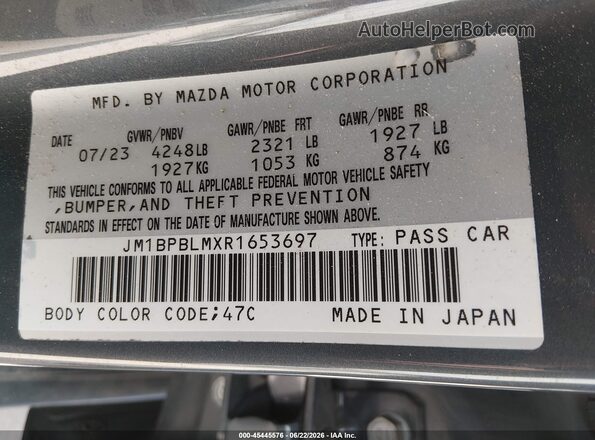 JM1BPBLMXR1653697 2024 MAZDA 3 Pewter Engine compartment view
