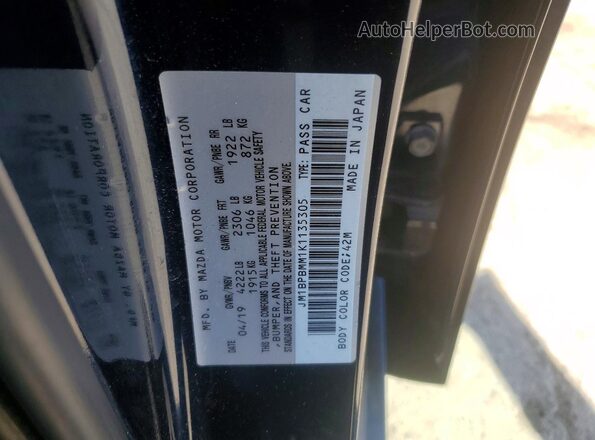 JM1BPBMM1K1135305 2019 MAZDA 3 Black Vista de la etiqueta del VIN