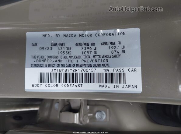 JM1BPBYY2R1700457 2024 MAZDA 3 Brown Շարժիչի բաժամունքի տեսք