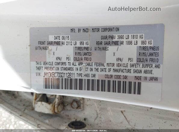 JM1DKBC70G0112811 2016 MAZDA CX-3 White 