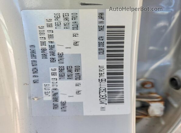 JM1DKBC73G0111166 2016 MAZDA CX-5 White Vista de la etiqueta del VIN