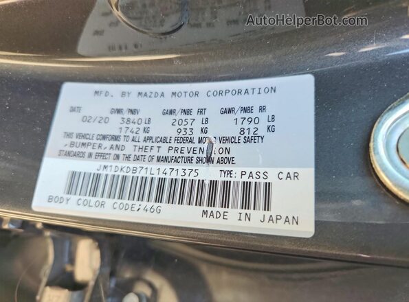 JM1DKDB71L1471375 2020 MAZDA CX-3 Gray Engine compartment view