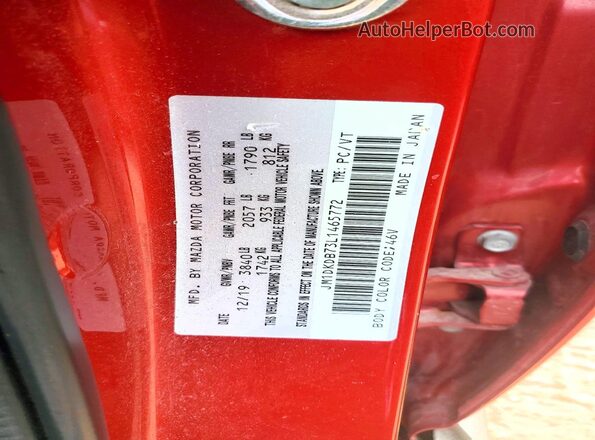JM1DKDB73L1465772 2020 MAZDA CX-3 Red ძრავის განყოფილების ხედი