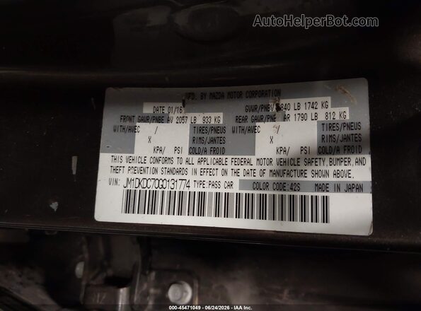JM1DKDC70G0131774 2016 MAZDA CX-3 Brown Widok komory silnika
