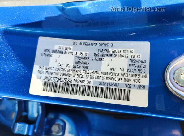 JM1DKFB72H0155248 2017 MAZDA CX-3 Синий Вид наклейки с VIN-кодом