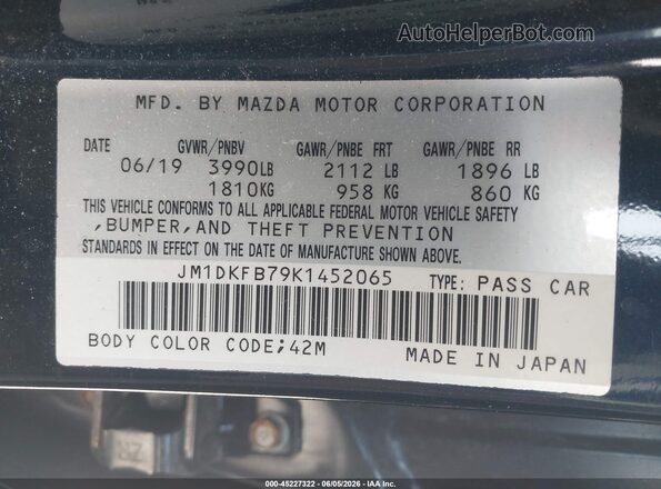 JM1DKFB79K1452065 2019 MAZDA CX-3 Blue Вид підкапотного простору
