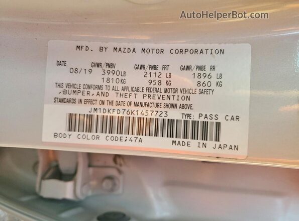 JM1DKFD76K1457723 2019 MAZDA CX-3 Gray VIN sticker view
