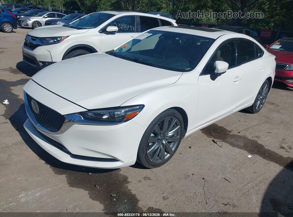 JM1GL1TY0J1317284 2018 MAZDA 6 White Առջևի ձախ երեք քառորդ տեսարան