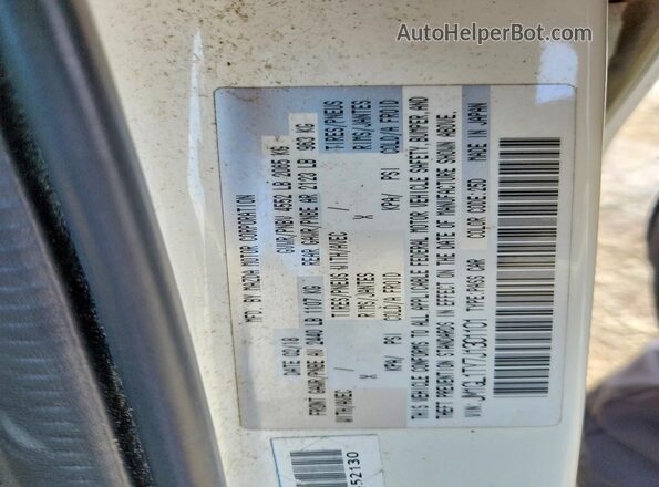 JM1GL1TY7J1301101 2018 MAZDA 6 White Vista de la etiqueta del VIN