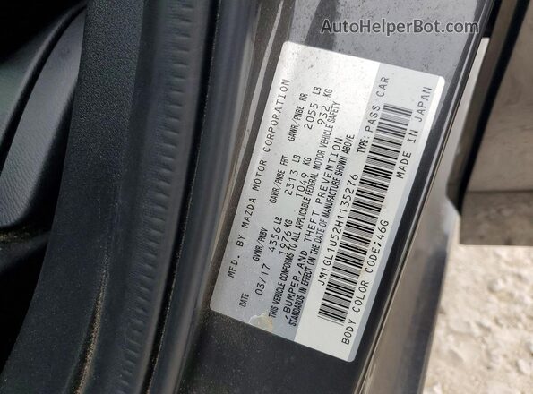 JM1GL1U52H1135276 2017 MAZDA 6 Gray Widok naklejki z numerem VIN