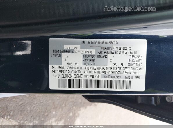 JM1GL1UM2M1603847 2021 MAZDA 6 Dark Blue Widok komory silnika