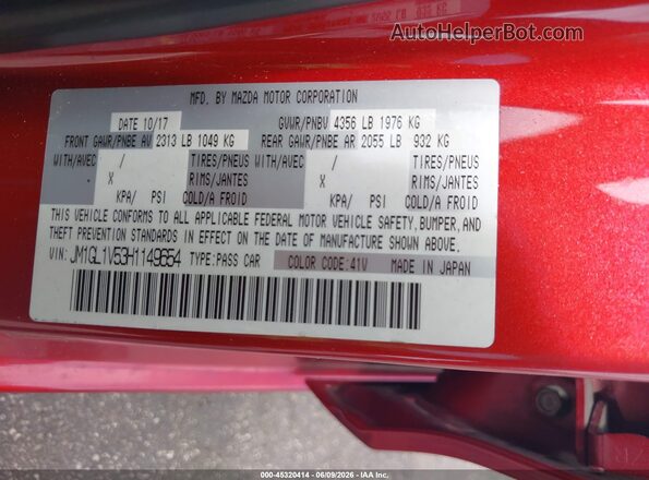 JM1GL1V53H1149654 2017 MAZDA 6 Red Вид підкапотного простору
