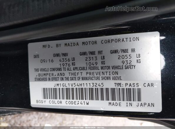 JM1GL1V54H1113245 2017 MAZDA 6 Black Widok komory silnika