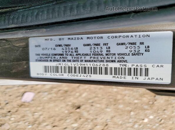 JM1GL1V59H1106288 2017 MAZDA 6 Brown Widok komory silnika
