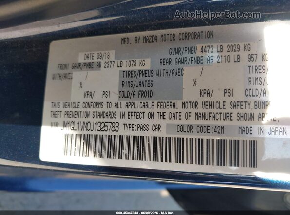 JM1GL1VM0J1325783 2018 MAZDA 6 Blue Widok komory silnika