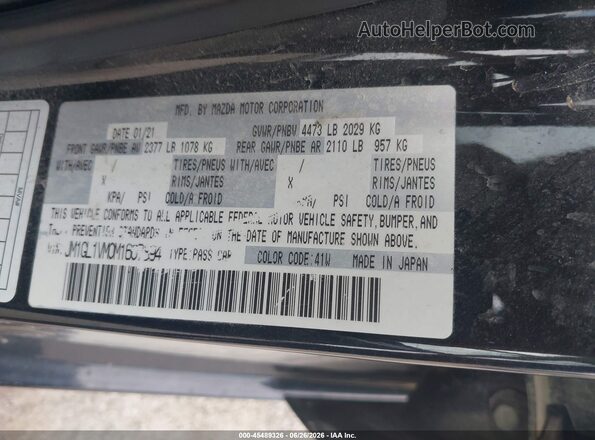 JM1GL1VM0M1607894 2021 MAZDA 6 Black Widok komory silnika