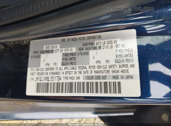 JM1GL1VM8L1511784 2020 MAZDA 6 Blue ძრავის განყოფილების ხედი