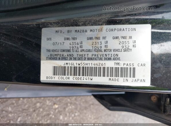 JM1GL1W55H1144261 2017 MAZDA 6 Black ძრავის განყოფილების ხედი