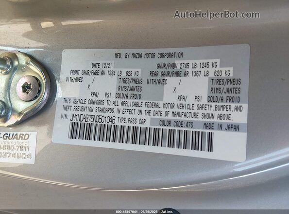 JM1NDAB75N0501046 2022 MAZDA MX-5 MIATA Pewter ძრავის განყოფილების ხედი