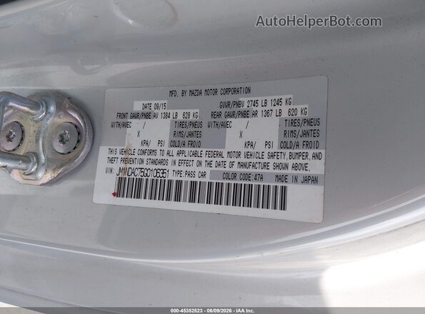 JM1NDAC75G0106351 2016 MAZDA MX-5 MIATA White Вид підкапотного простору