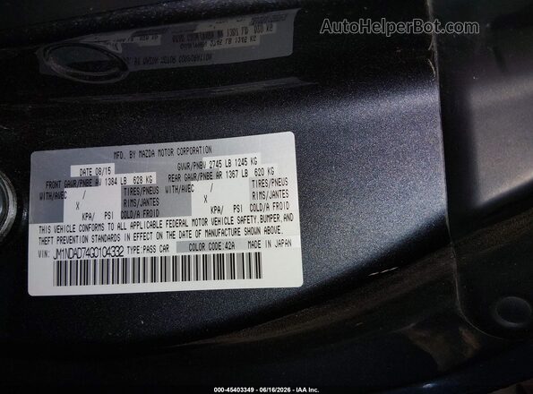 JM1NDAD74G0104332 2016 MAZDA MX-5 MIATA Gray Engine compartment view