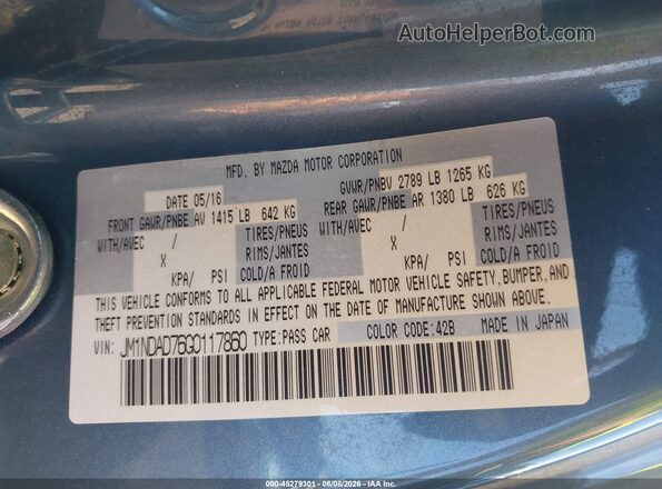 JM1NDAD76G0117860 2016 MAZDA MX-5 MIATA Gray ძრავის განყოფილების ხედი