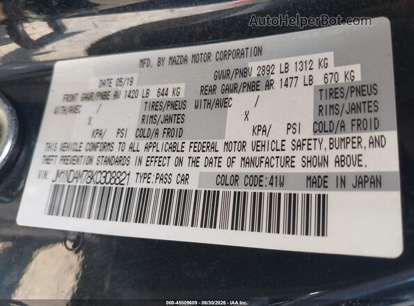 JM1NDAM78K0308821 2019 MAZDA MX-5 MIATA RF Black Vista del compartimento del motor