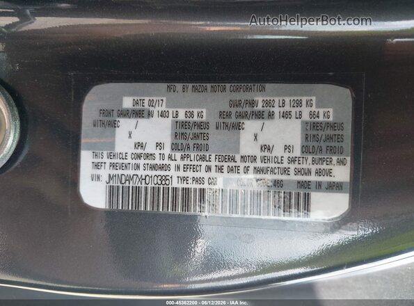 JM1NDAM7XH0103851 2017 MAZDA MX-5 MIATA RF Gray Vista del compartimento del motor
