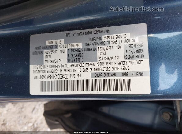 JM3KFABM1K1509435 2019 MAZDA CX-5 Blue Engine compartment view