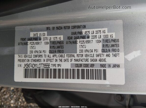 JM3KFACM1L0778556 2020 MAZDA CX-5 Silver Engine compartment view