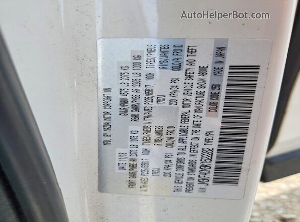 JM3KFACM3K1522282 2019 MAZDA CX-5 White Widok naklejki z numerem VIN