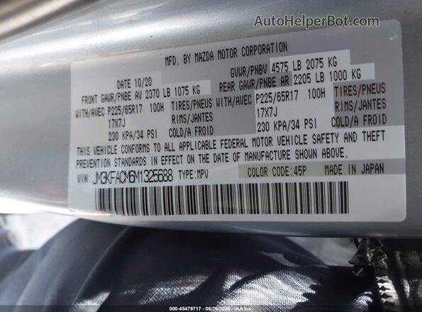 JM3KFACM6M1325688 2021 MAZDA CX-5 Silver Вид підкапотного простору
