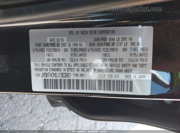 JM3KFACM8J1353861 2018 MAZDA CX-5 Black Engine compartment view